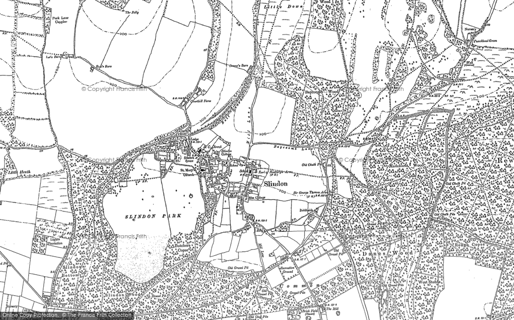 Old Map of Slindon, 1896 in 1896