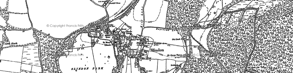 Old map of Slindon in 1896