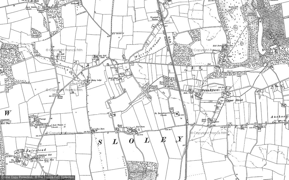 Old Map of Sloley, 1884 - 1885 in 1884