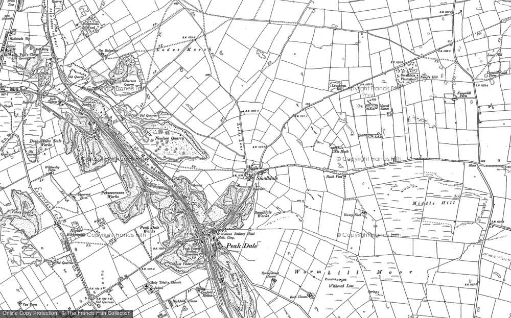 Old Map of Historic Map covering Batham Gate (Roman Road) in 1879