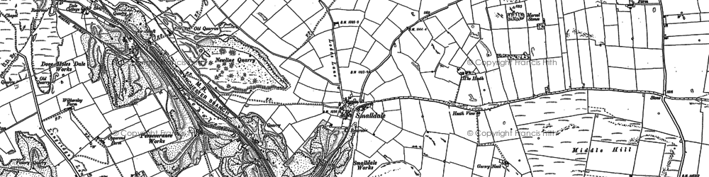 Old map of Batham Gate (Roman Road) in 1879