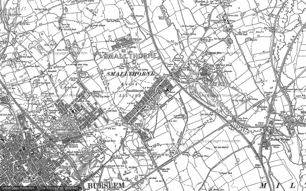 Old Map of Historic Map covering Bank Top in 1878