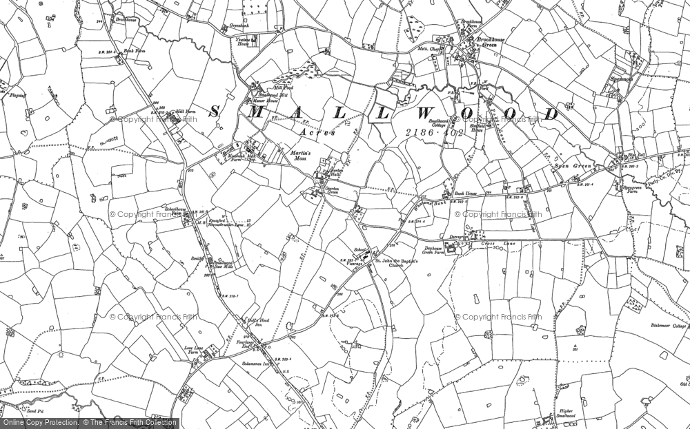 Old Map of Historic Map covering Spen Green in 1897