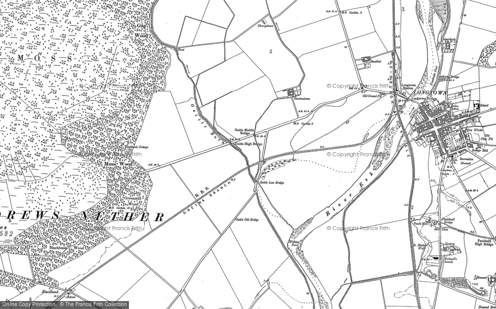 Old Map of Historic Map covering Burnfoot in 1900