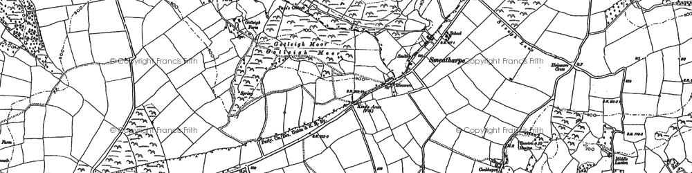 Old map of Bolham River in 1887