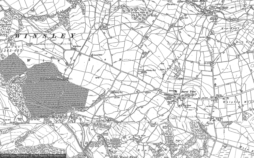 Old Map of Historic Map covering Braisty Woods in 1907