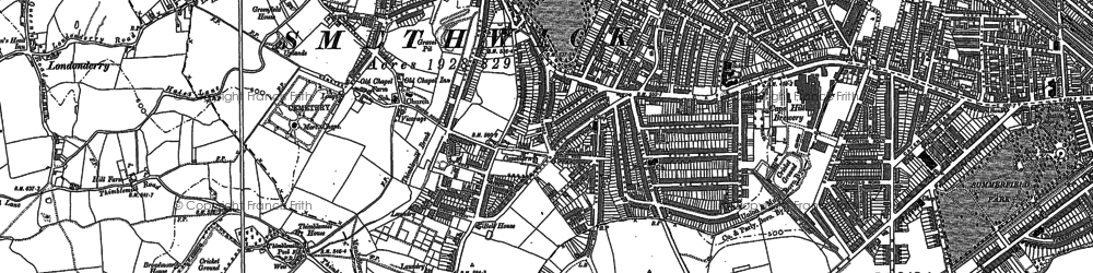 Old map of Londonderry in 1902