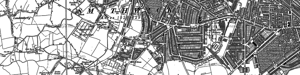 Old map of Warley Woods in 1902