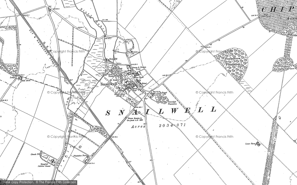 Old Map of Snailwell, 1884 - 1901 in 1884