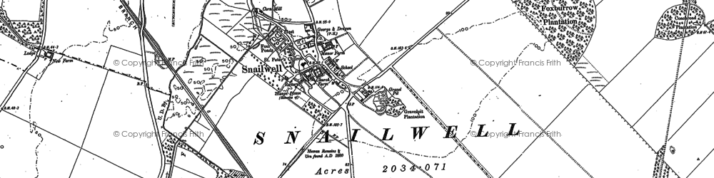Old map of Snailwell in 1884