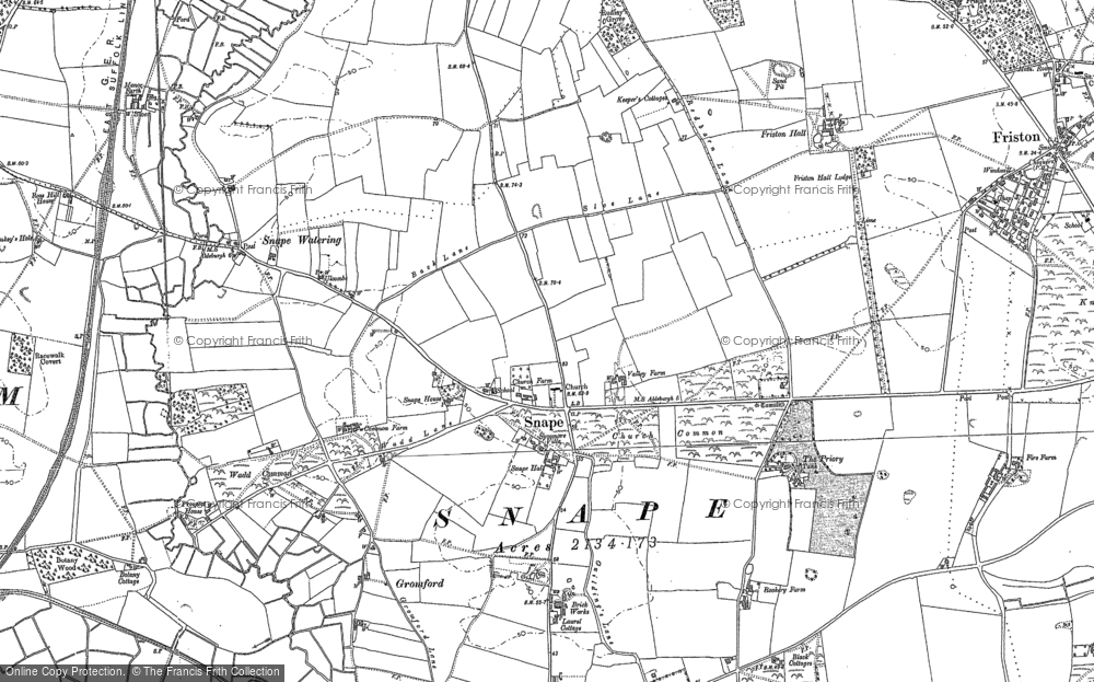 Old Map of Snape, 1882 - 1903 in 1882