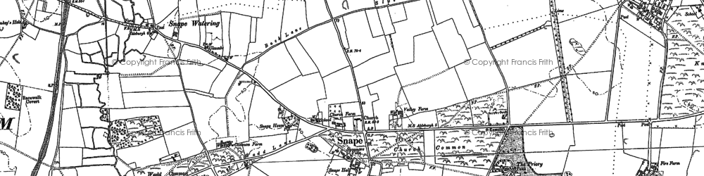 Old map of Snape in 1882