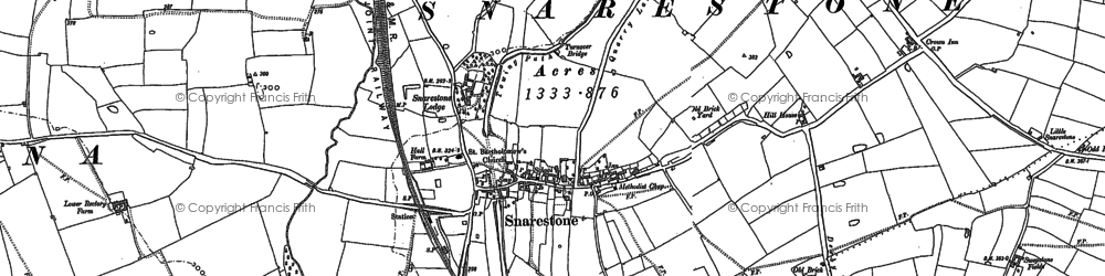 Old map of Snarestone in 1882