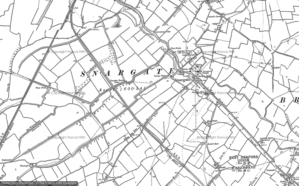 Old Map of Historic Map covering Appledore Sta in 1896