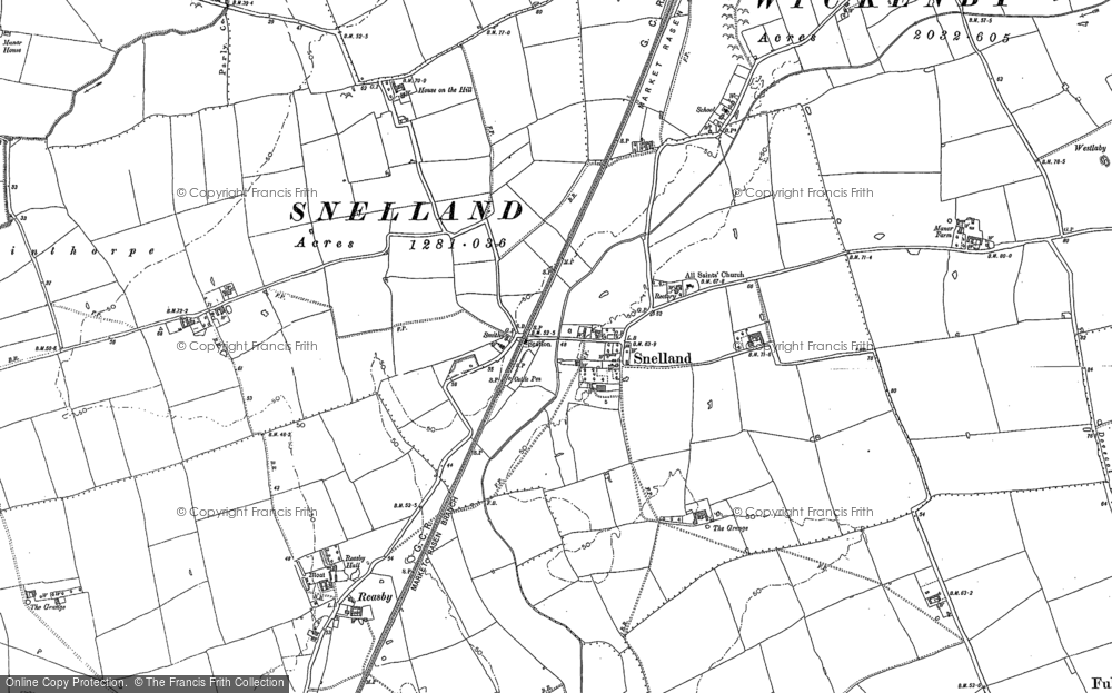 Old Map of Snelland, 1885 - 1886 in 1885