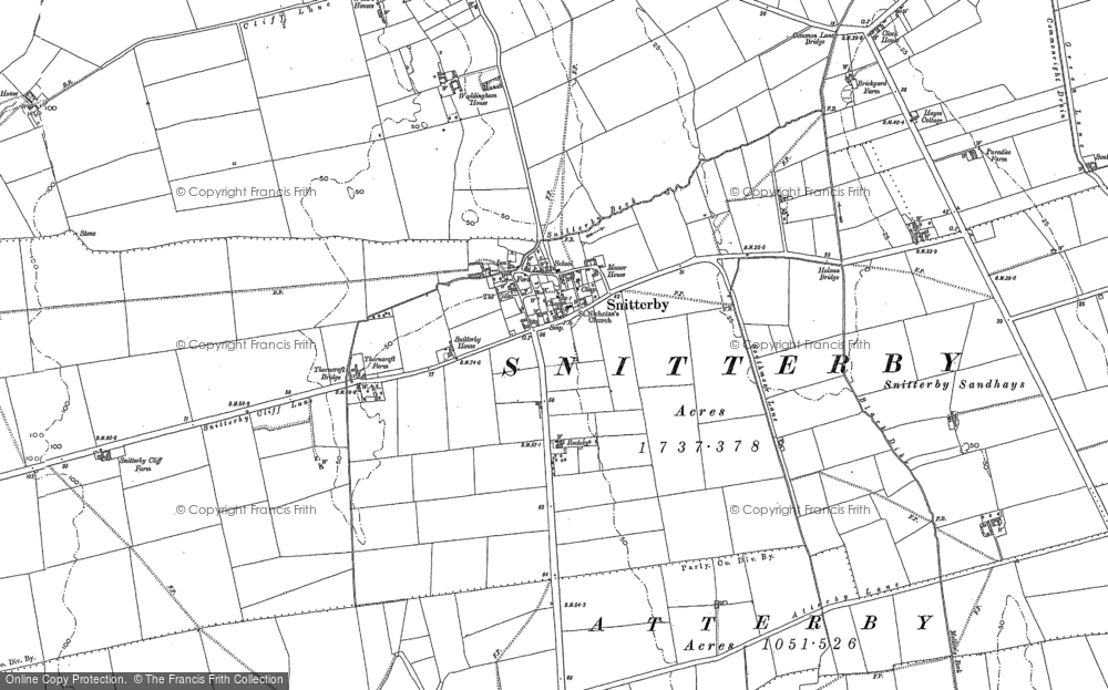 Old Map of Historic Map covering Waddingham Carrs in 1881