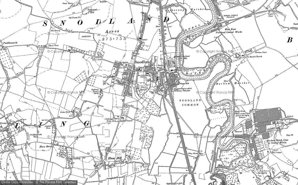 Old Map of Historic Map covering Ham Hill in 1895