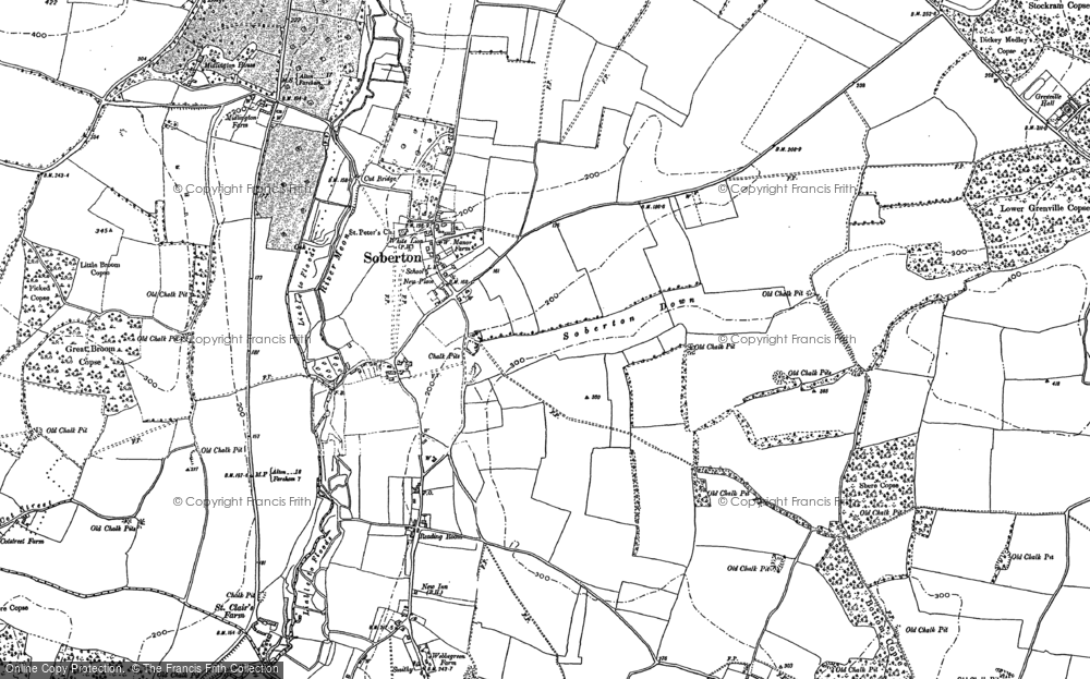 Old Map of Historic Map covering Soberton Heath in 1895