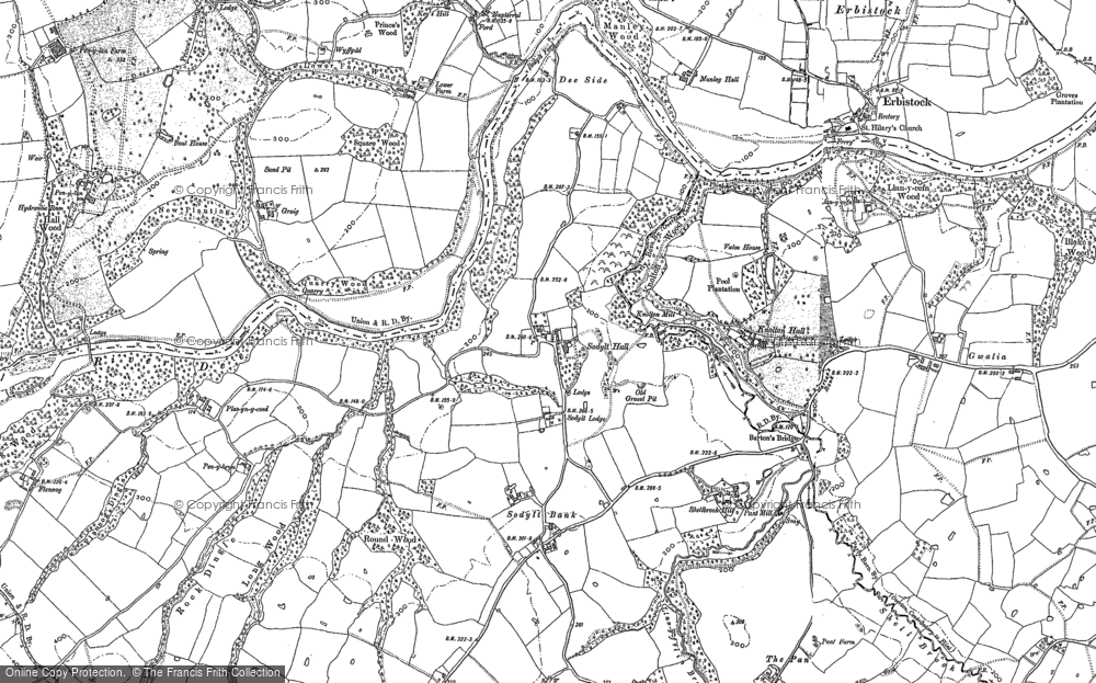 Old Map of Historic Map covering Sodylt Bank in 1909