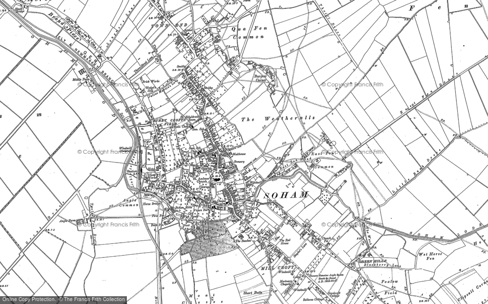 Old Map of Historic Map covering Soham Cotes in 1886