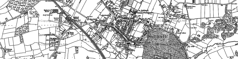 Old map of Solihull in 1886