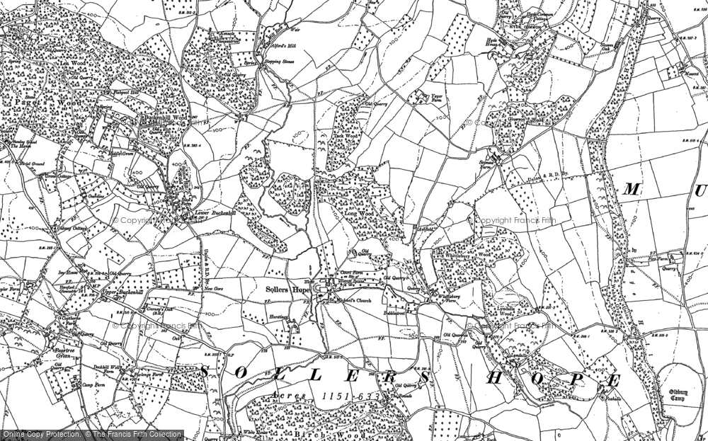 Old Map of Historic Map covering Lower Buckenhill in 1887