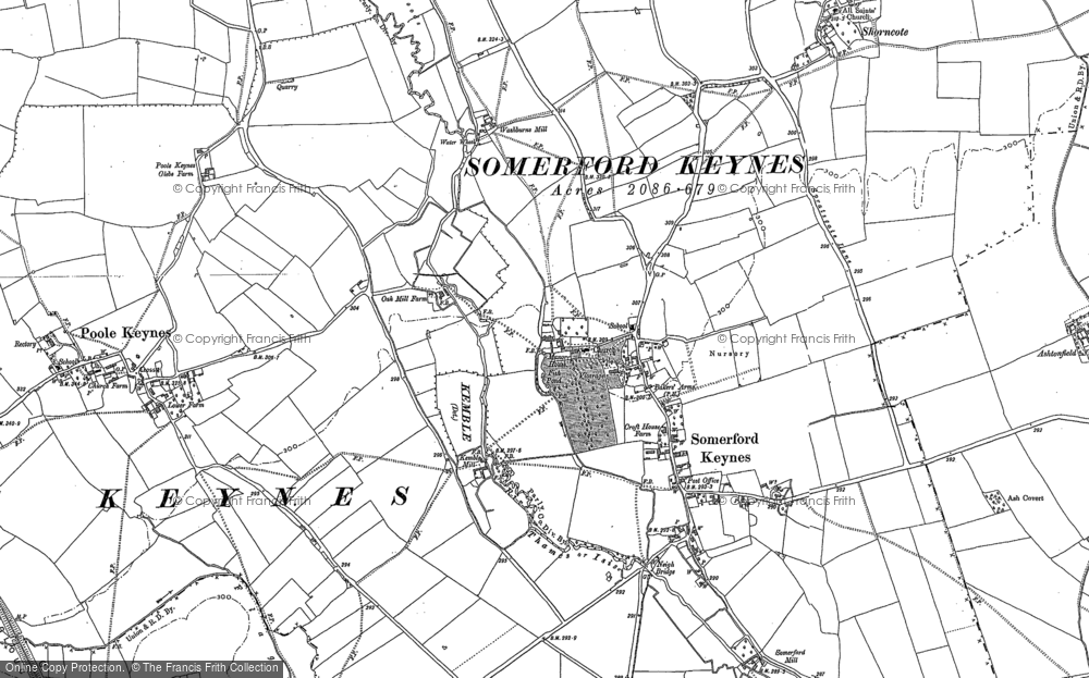 Old Map of Historic Map covering Cotswold Community in 1920