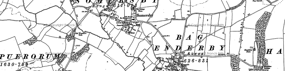 Old map of Somersby in 1887
