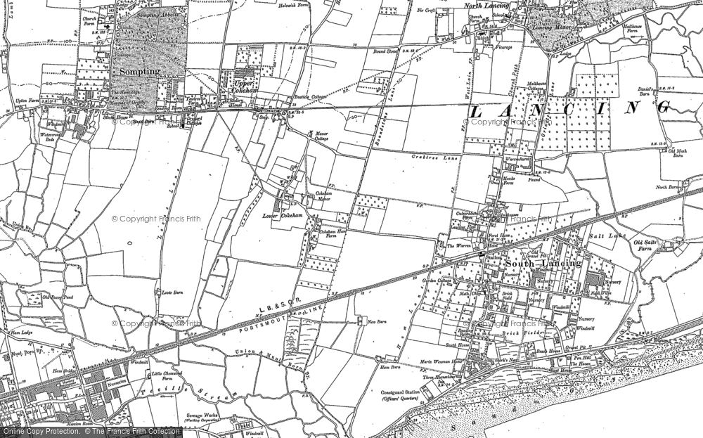 Old Map of Sompting, 1909 in 1909