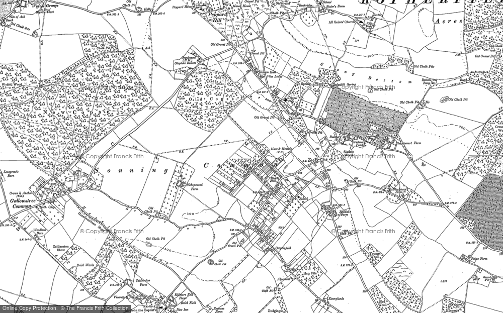 Old Map of Historic Map covering Shiplake Bottom in 1897