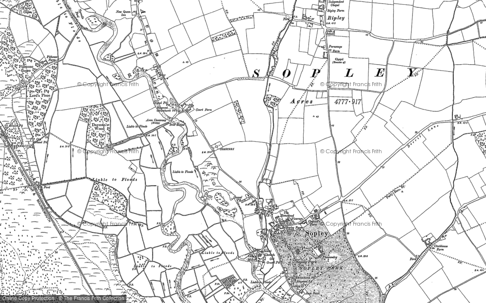 Old Map of Historic Map covering Avon Common in 1907