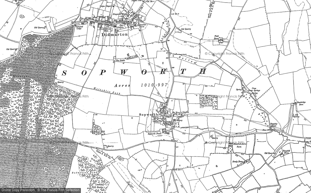 Old Map of Historic Map covering Badminton Down in 1899