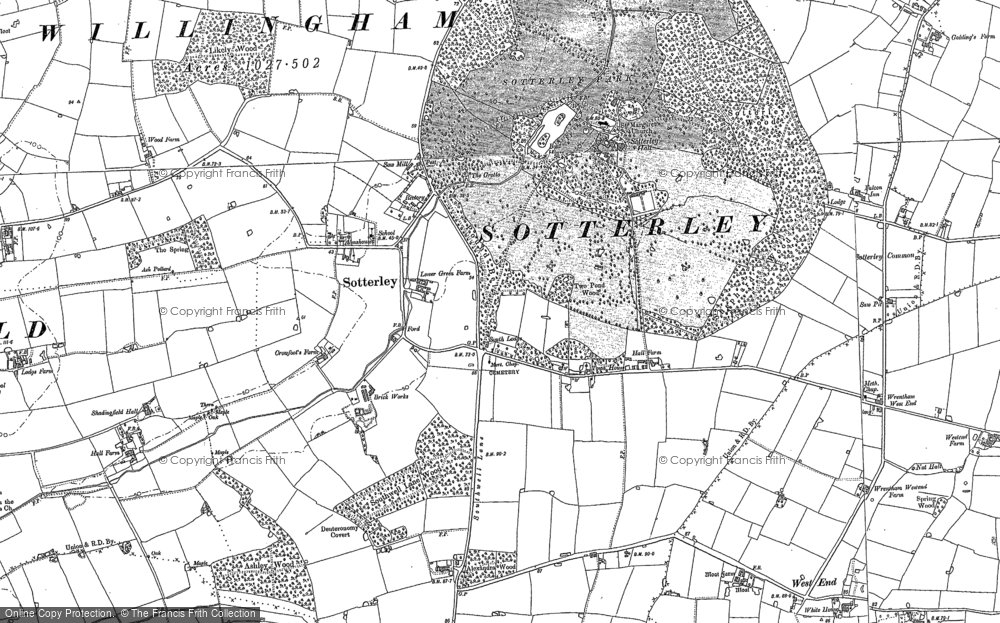 Old Map of Sotterley, 1883 - 1903 in 1883