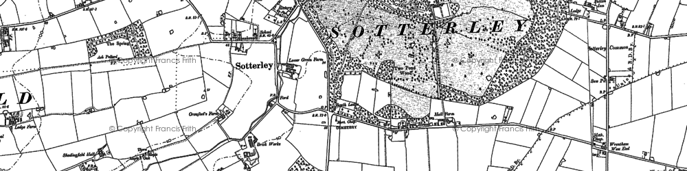 Old map of Sotterley in 1883