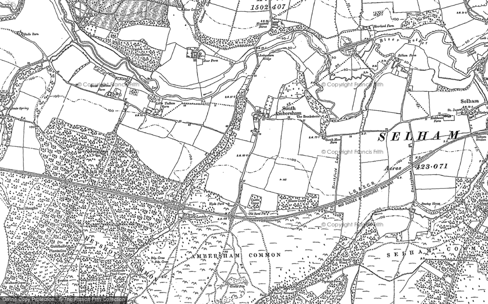 Old Map of Historic Map covering Ambersham Common in 1895
