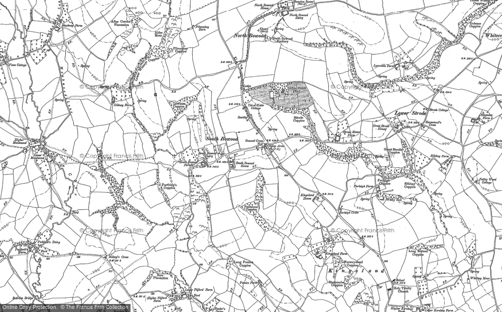 Old Map of Historic Map covering Furleigh Cross in 1886