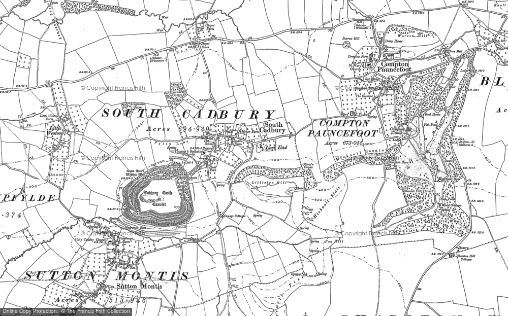 Old Map of South Cadbury, 1885 in 1885