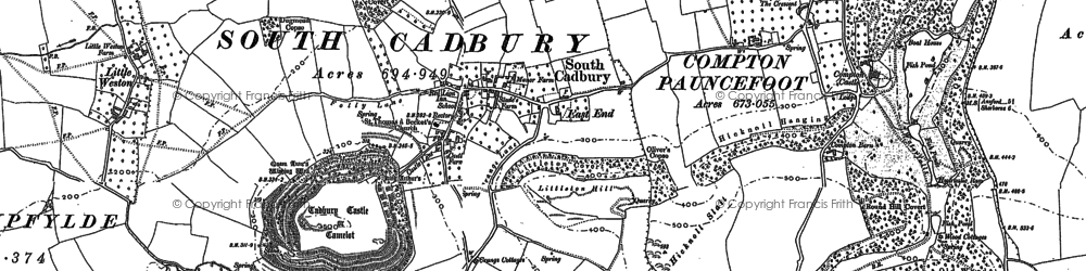 Old map of South Cadbury in 1885