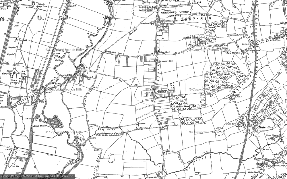 Old Map of Historic Map covering Lea Valley Walk in 1894