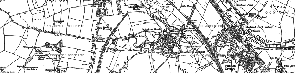 Old map of South Church in 1896