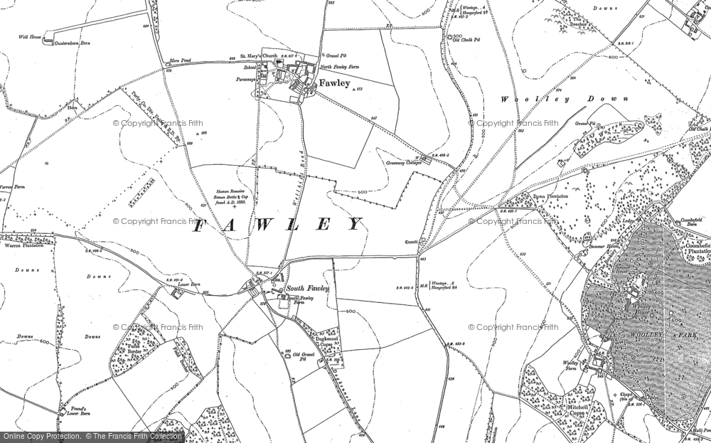 Old Map of Historic Map covering Woolley Ho in 1898