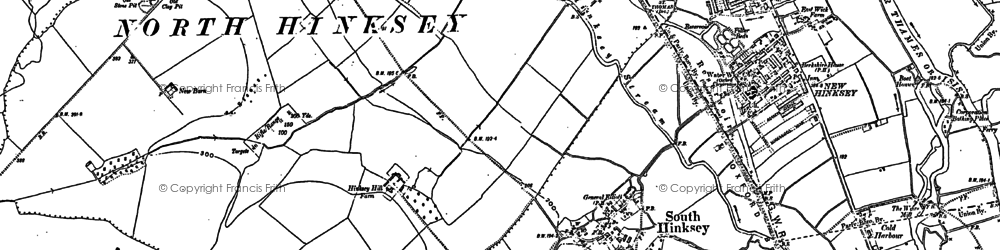 Old map of South Hinksey in 1910