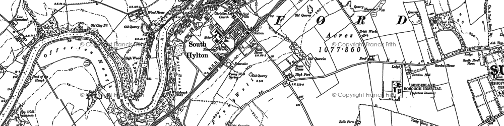 Old map of South Hylton in 1895