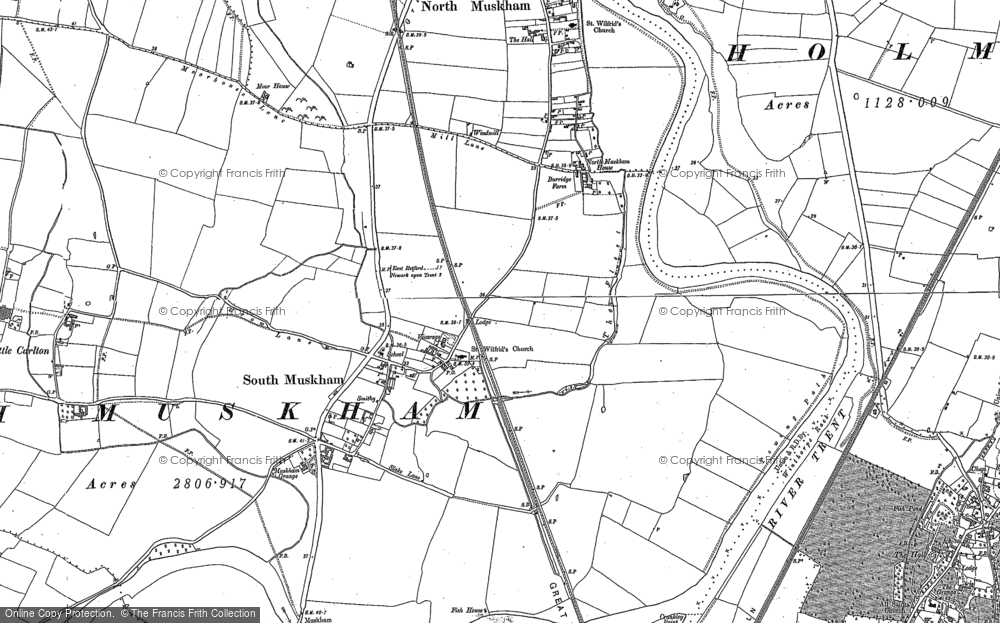Old Map of South Muskham, 1884 in 1884