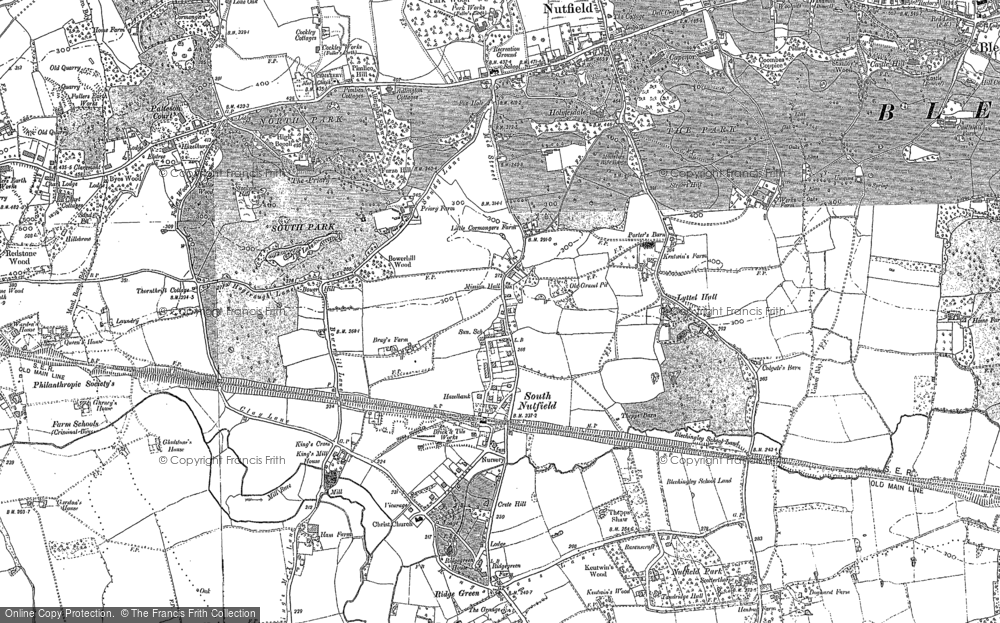 Old Map of Historic Map covering Ridge Green in 1895