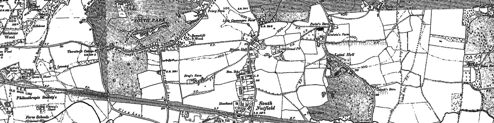 Old map of Ridge Green in 1895