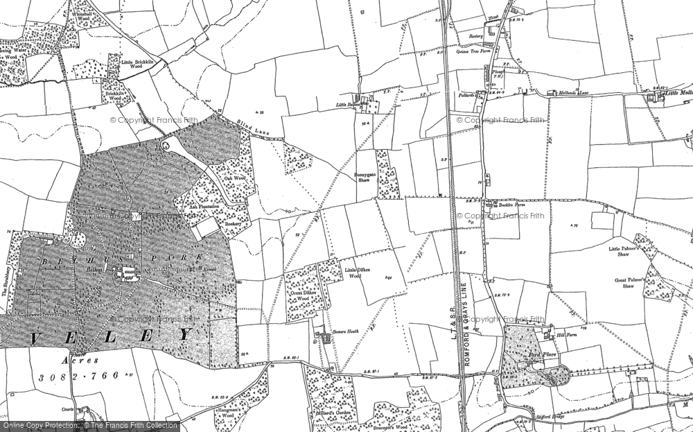 Old Map of Historic Map covering Belhus Woods Country Park in 1895