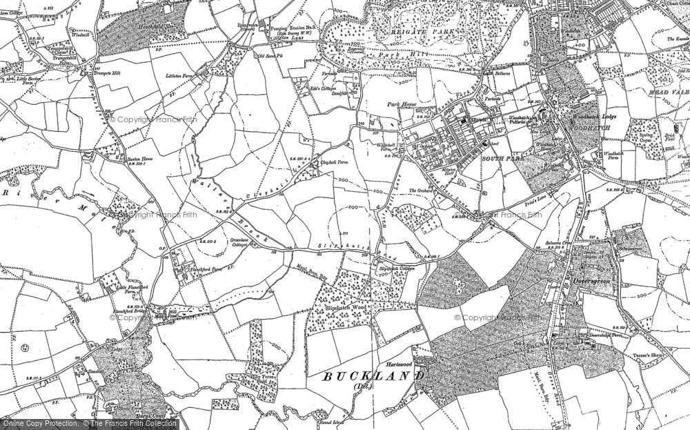 Old Map of Historic Map covering Woodhatch in 1895