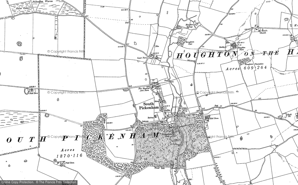 Old Map of South Pickenham, 1883 in 1883