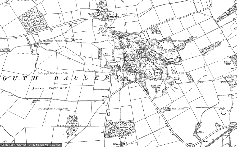 Old Map of South Rauceby, 1887 in 1887